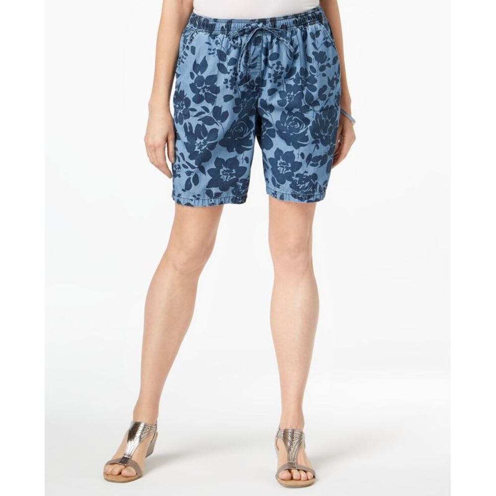 Karen Scott Petite Printed Chambray Shorts